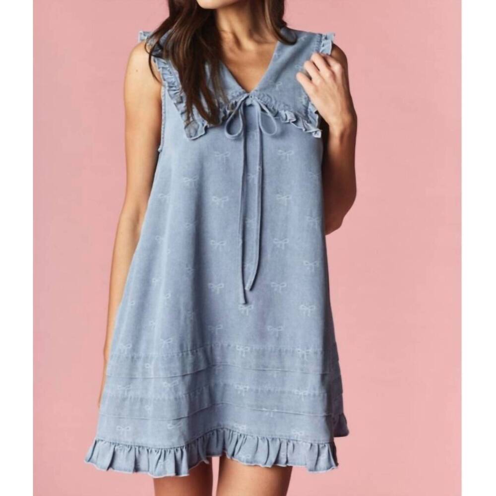 NEW RARERAW denim peterpan vollard dress with bows in denim
